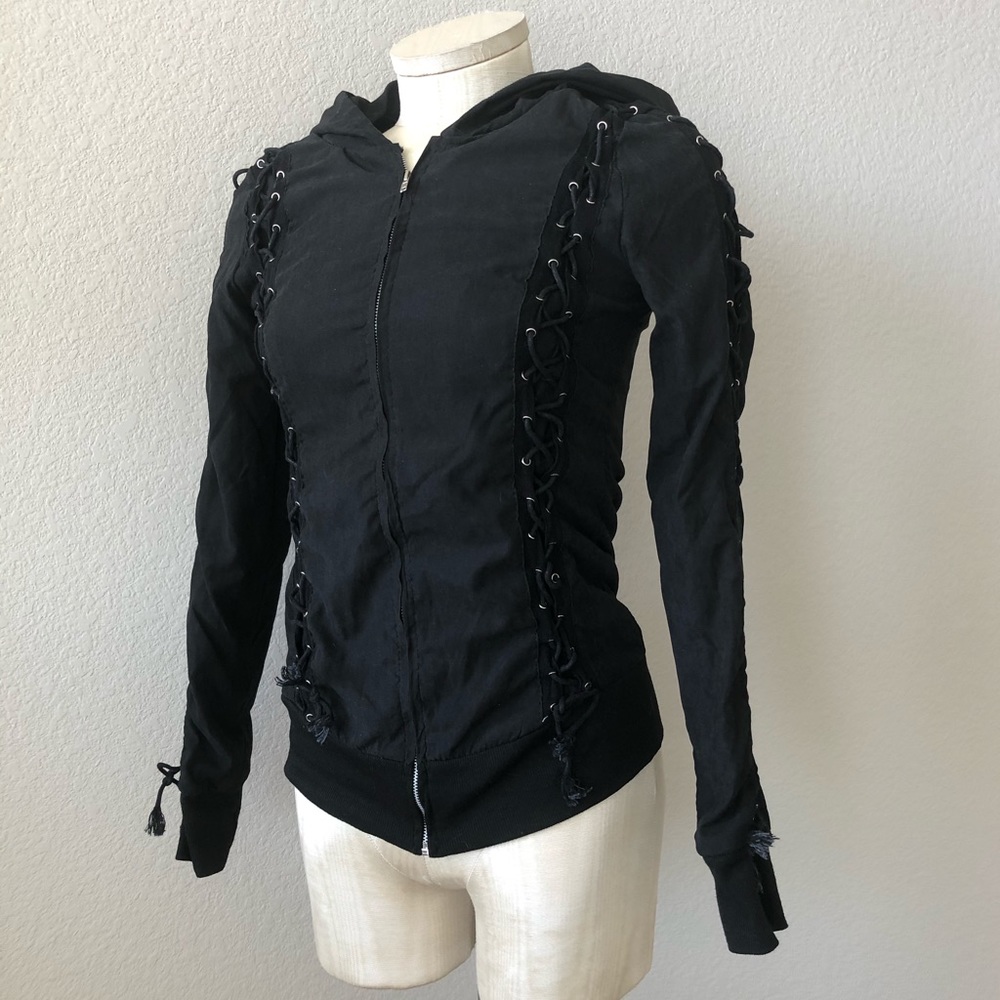 Papaya Black Embellished Fitted Hoodie